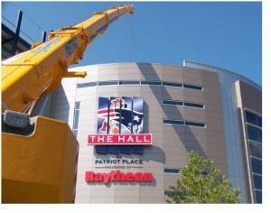 Crane in Front of Patriot Place