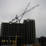 Cranes Working on Building