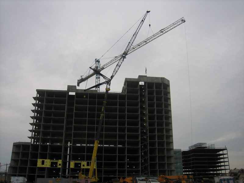 Cranes Working on Building