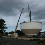 Cranes Working on Water Tower