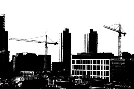 60779612 - high rise construction cranes across downtown seattle, washington