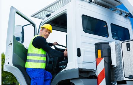 Crane Operator getting into cab 