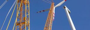 Construction Cranes working on windmill
