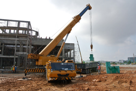 Rented crane at a construction site