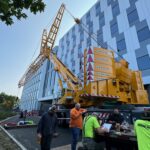770 ton Liebherr crane at building construction worksite